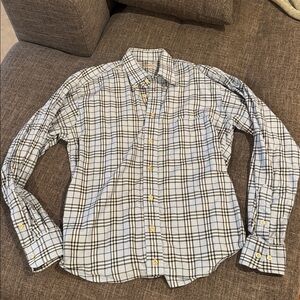 Burberry London Button Down Long Sleeve Shirt, Blue Plaid 100% Cotton, size M